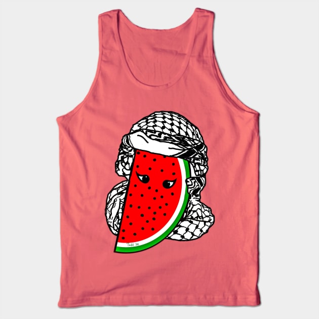 Watermelon Kufiya Free Palestine -  With Eyes -Wrapped - Back Tank Top by SubversiveWare